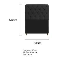 Cabeceira Estofada Lady 90 Cm Solteiro Com Capitonê Suede - Doce Sonho Móveis Preto - 2