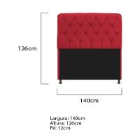Cabeceira Estofada Lady 140 Cm Solteiro Com Capitonê Suede - Doce Sonho Móveis Vermelho - 2