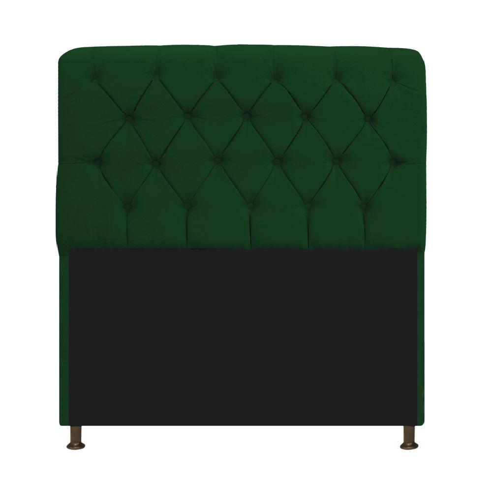 Cabeceira Estofada Lady 160 Cm Queen Size Com Capitonê Suede - Doce Sonho Móveis Verde - 1