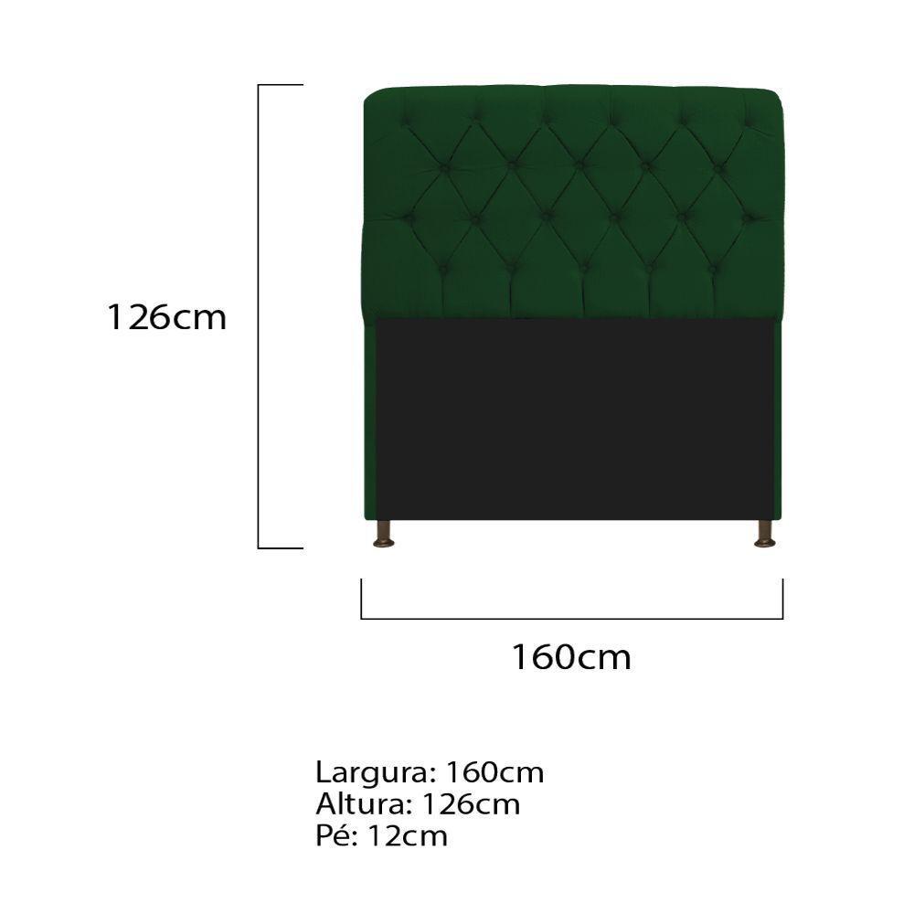 Cabeceira Estofada Lady 160 Cm Queen Size Com Capitonê Suede - Doce Sonho Móveis Verde - 2