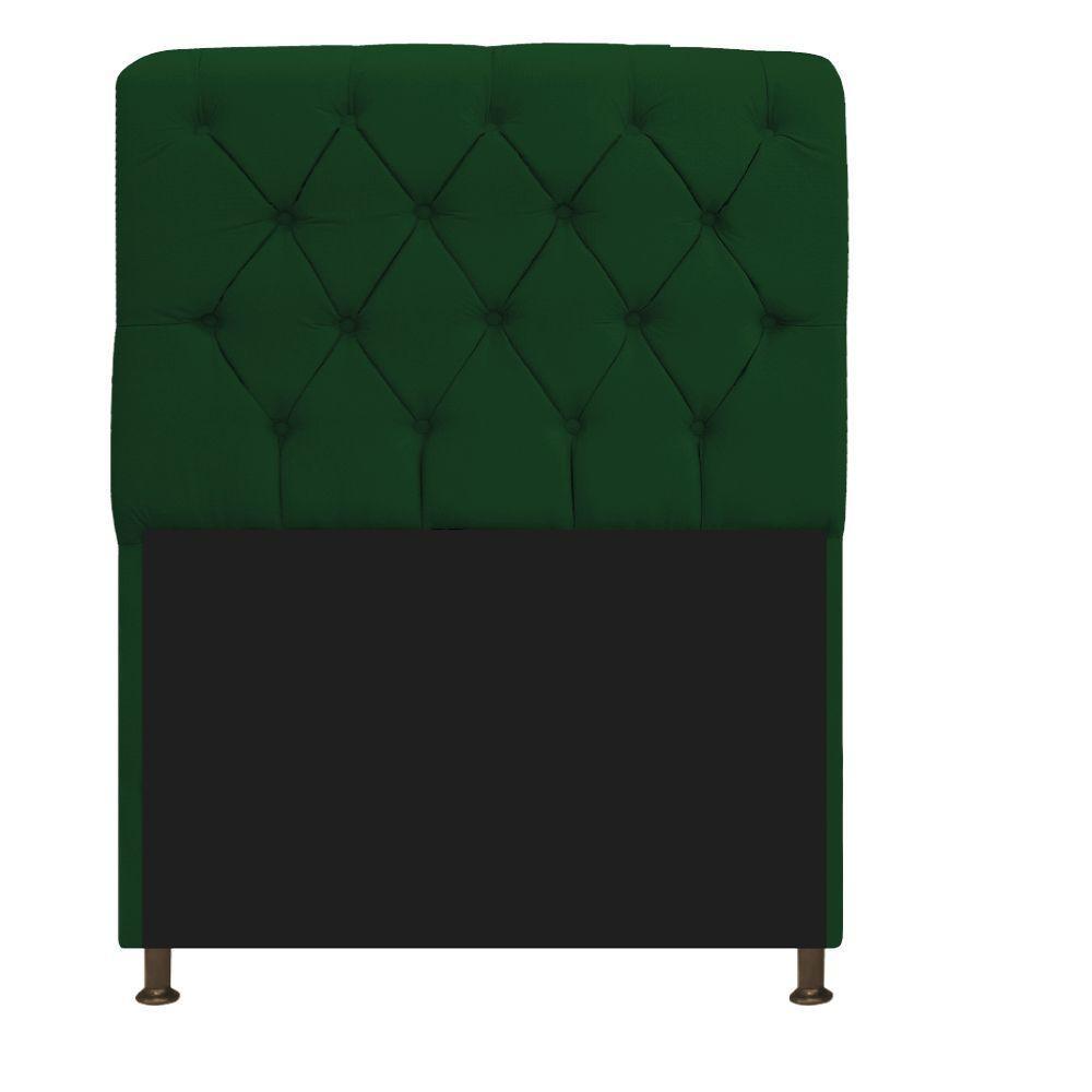 Cabeceira Estofada Lady 90 Cm Solteiro Com Capitonê Suede - Doce Sonho Móveis Verde - 1