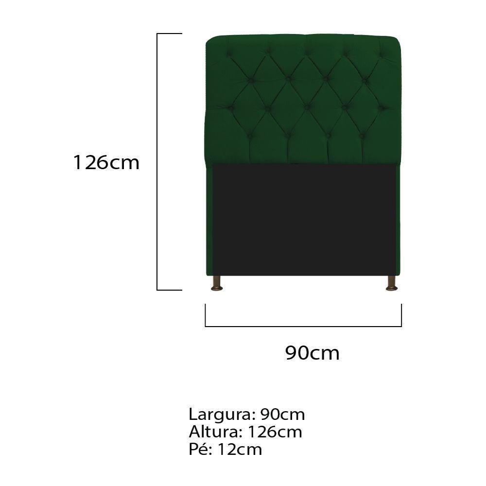 Cabeceira Estofada Lady 90 Cm Solteiro Com Capitonê Suede - Doce Sonho Móveis Verde - 2