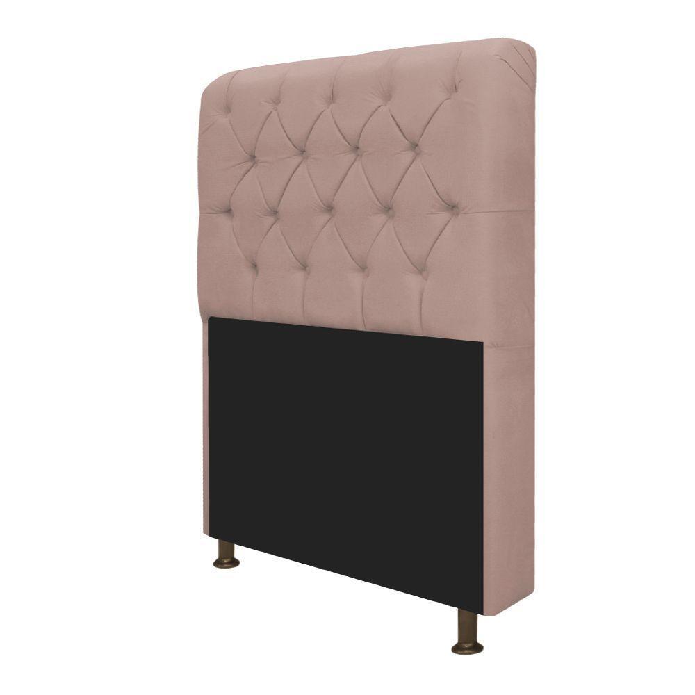Cabeceira Estofada Lady 90 Cm Solteiro Com Capitonê Suede - Doce Sonho Móveis Rosê - 2