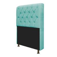 Cabeceira Estofada Lady 90 Cm Solteiro Com Capitonê Suede - Doce Sonho Móveis Azul Tiffany - 3