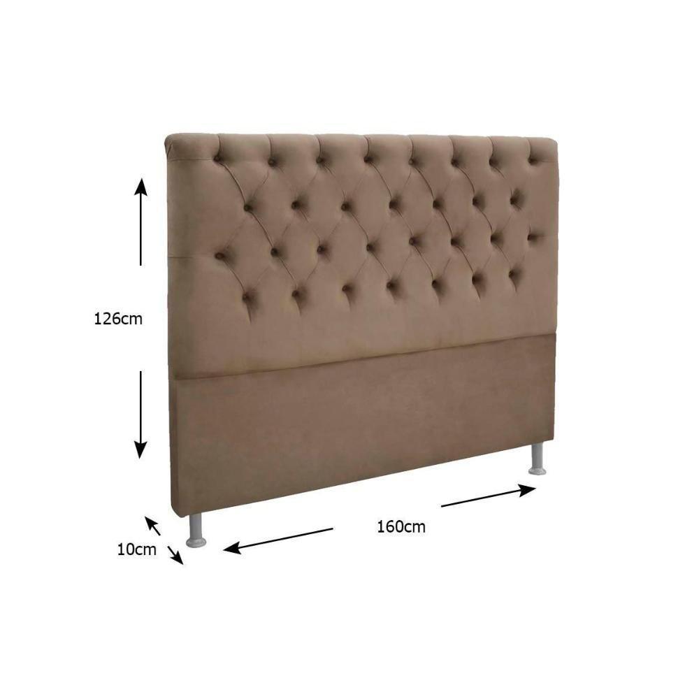 Cabeceira Cama Box Estofada Queen Queen Embaixatriz Plus Suede Marrom Chocolate - Simbal - 3