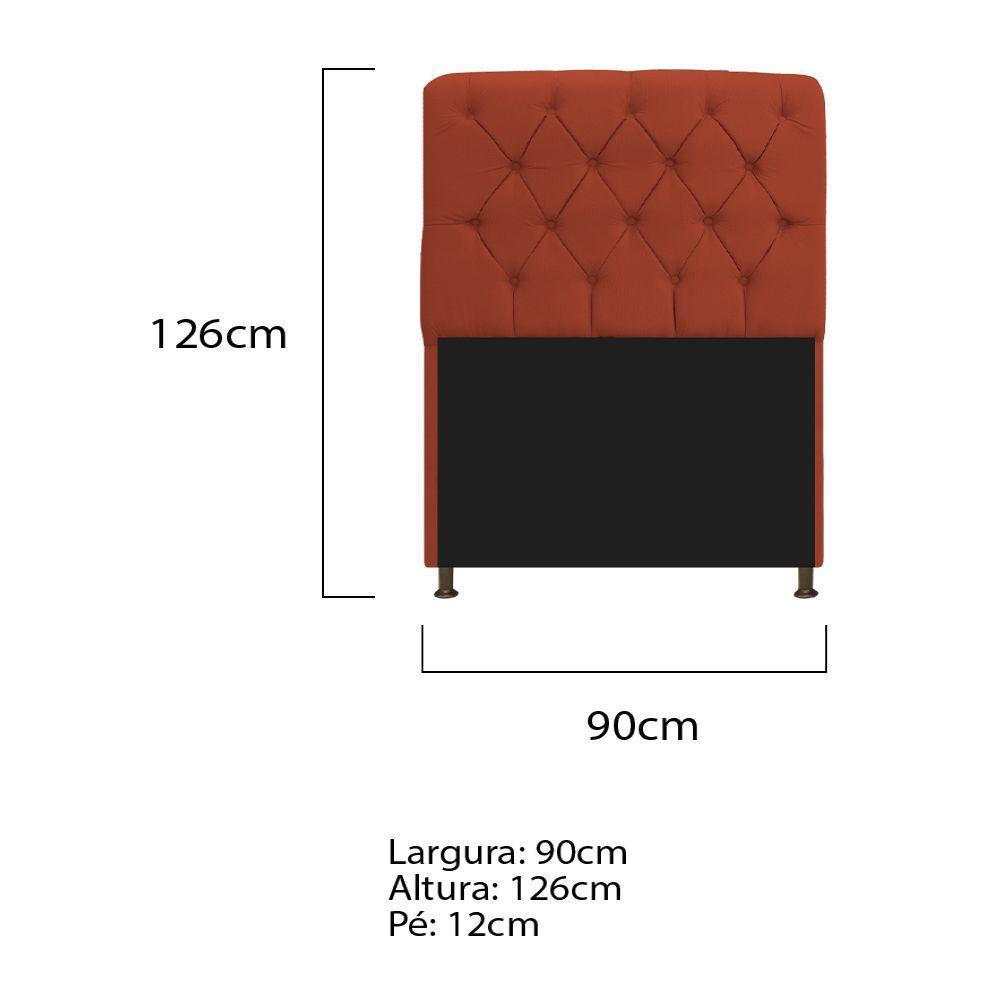Cabeceira Estofada Lady 90 Cm Solteiro Com Capitonê Suede - Doce Sonho Móveis Terracota - 2