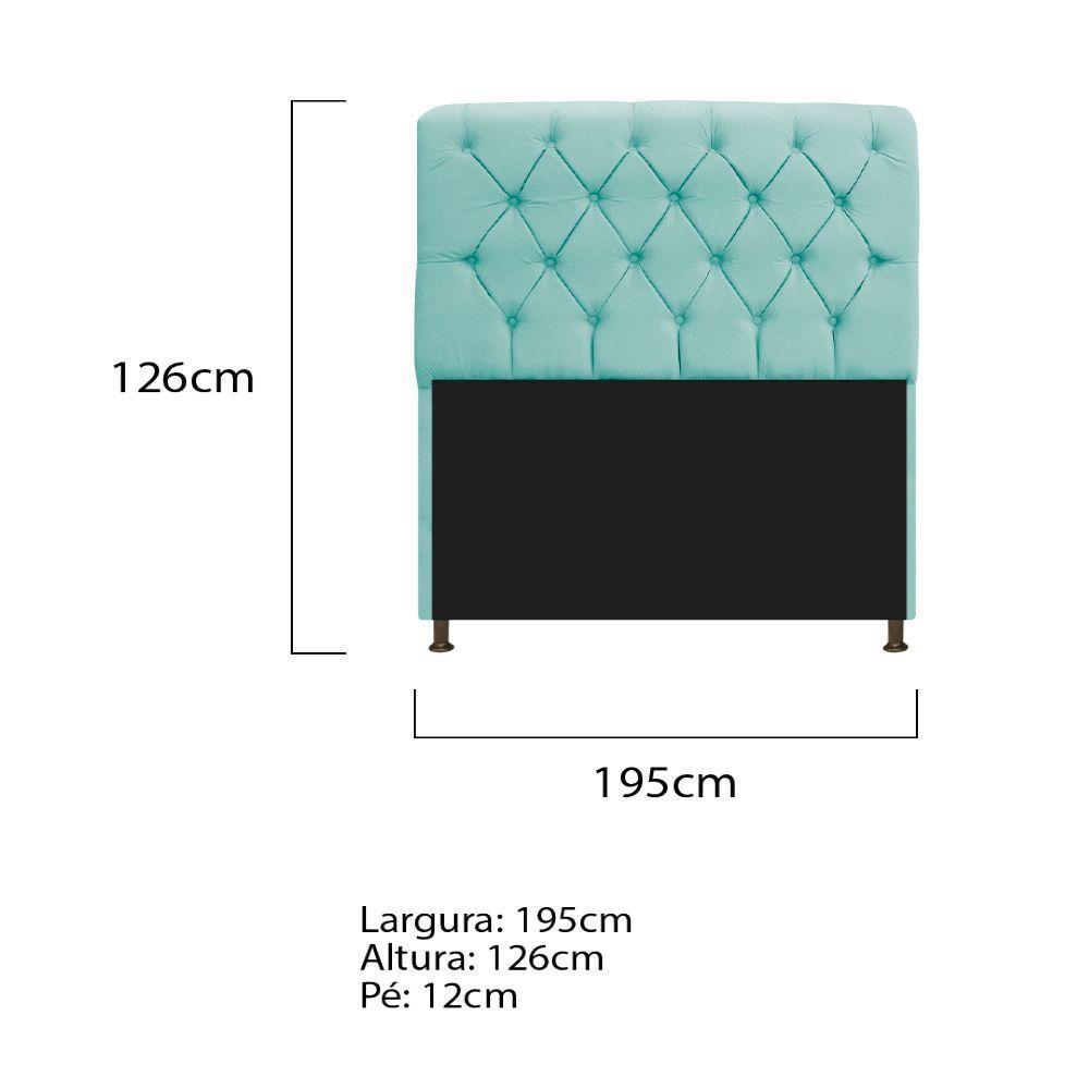 Cabeceira Estofada Lady 195 Cm King Size Com Capitonê Suede - Doce Sonho Móveis Azul Tiffany - 3