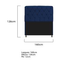 Cabeceira Estofada Lady 160 Cm Queen Size Com Capitonê Suede - Doce Sonho Móveis Azul Marinho - 2