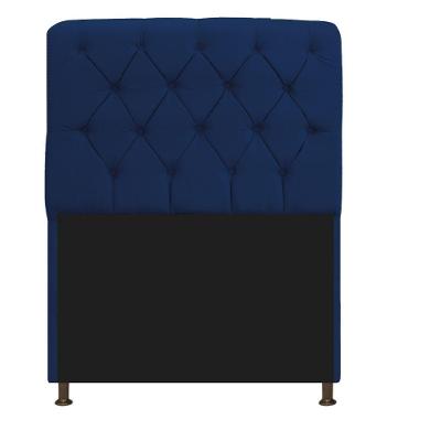 Cabeceira Estofada Lady 90 Cm Solteiro Com Capitonê Suede - Doce Sonho Móveis Azul Marinho
