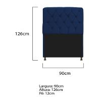 Cabeceira Estofada Lady 90 Cm Solteiro Com Capitonê Suede - Doce Sonho Móveis Azul Marinho - 2