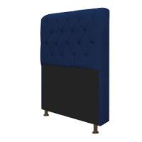 Cabeceira Estofada Lady 90 Cm Solteiro Com Capitonê Suede - Doce Sonho Móveis Azul Marinho - 3