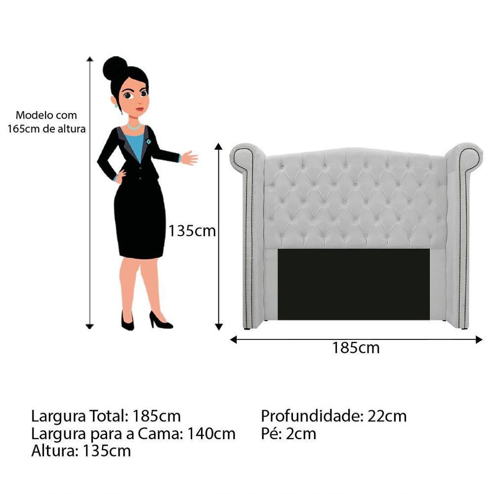 Kit Cabeceira Calçadeira Veneza 140cm Suede Branco - 2