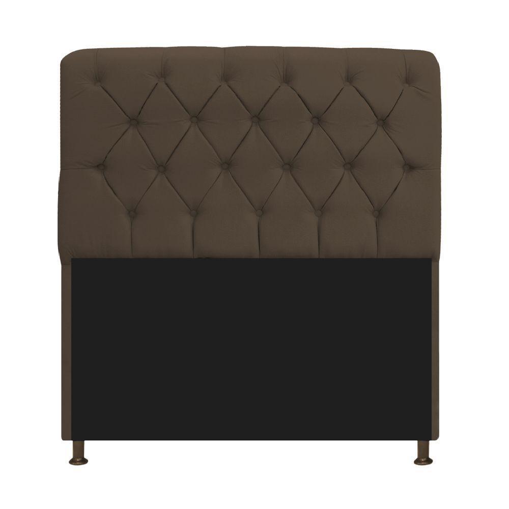 Cabeceira Estofada Lady 160 Cm Queen Size Com Capitonê Suede - Doce Sonho Móveis Marrom - 1