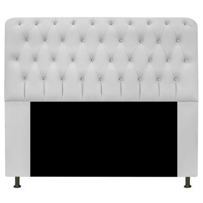 Cabeceira Estofada Lady Com Strass 195 Cm Queen Size Corano - Doce Sonho Móveis Branco