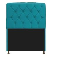 Cabeceira Estofada Lady 90 Cm Solteiro Com Capitonê Suede - Doce Sonho Móveis Azul Turquesa - 1