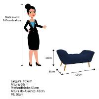 Kit Cabeceira Calçadeira Veneza 100cm Suede Azul Marinho - 5