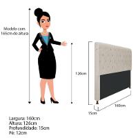 Cabeceira Cristal 195 Cm King Size Com Capitonê Suede Bege - 2