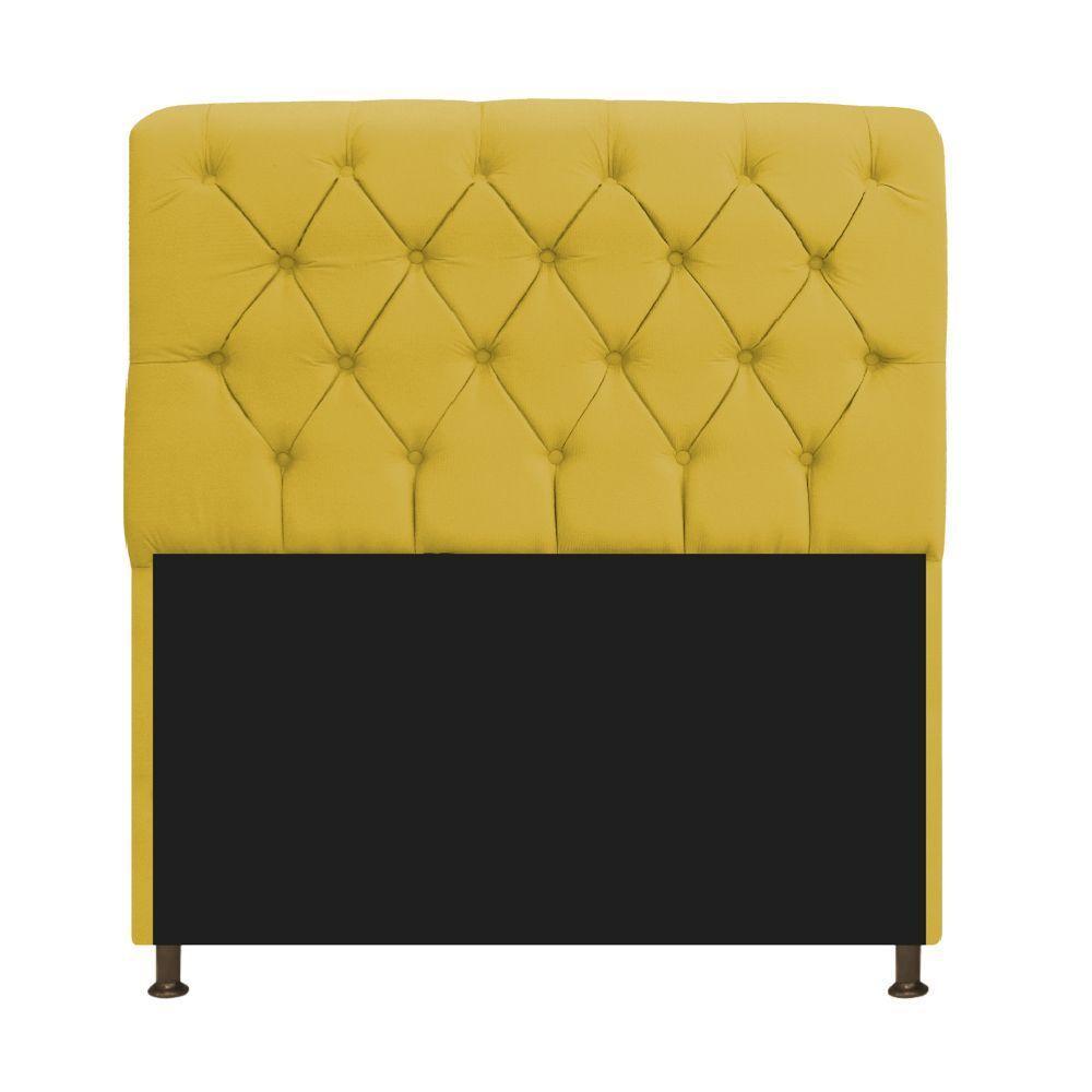 Cabeceira Estofada Lady 140 Cm Solteiro Com Capitonê Suede - Doce Sonho Móveis Amarelo - 1