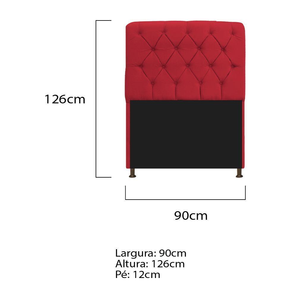 Cabeceira Estofada Lady 90 Cm Solteiro Com Capitonê Suede - Doce Sonho Móveis Vermelho - 2