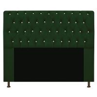 Cabeceira Estofada Lady Com Strass 195 Cm Queen Size Suede - Doce Sonho Móveis Verde - 1