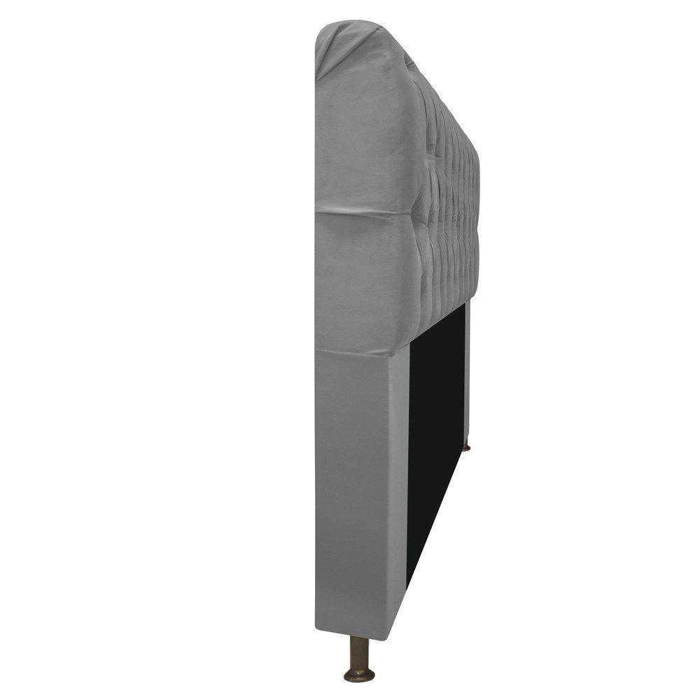 Cabeceira Estofada Lady Com Strass 195 Cm Queen Size Suede - Doce Sonho Móveis Cinza - 3