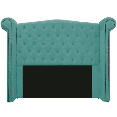 Cabeceira Estofada Veneza 195cm Suede Azul Tiffany