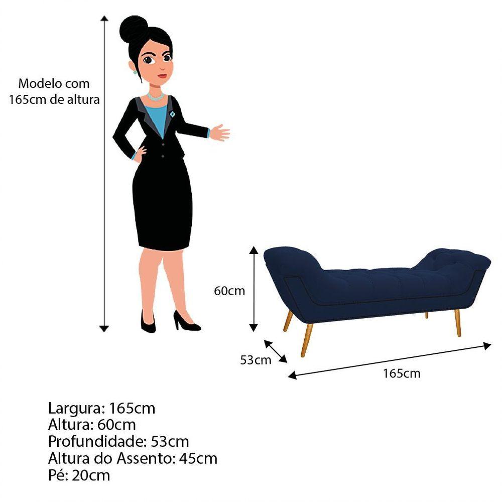 Kit Cabeceira Calçadeira Veneza 160cm Suede Azul Marinho - 6
