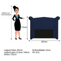 Kit Cabeceira Calçadeira Veneza 160cm Suede Azul Marinho - 2