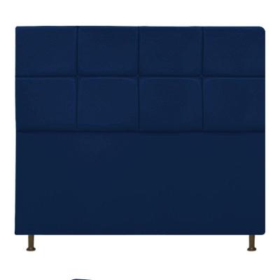 Cabeceira Damares 140 Cm Casal Com Botonê Suede Azul Marinho