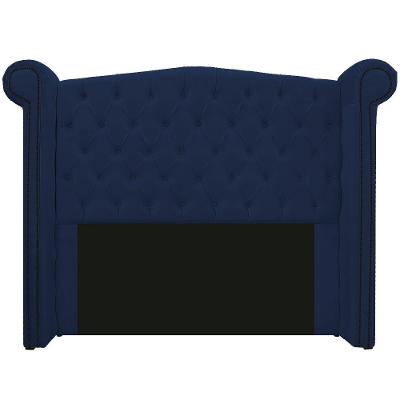 Cabeceira Estofada Veneza 195cm Suede Azul Marinho