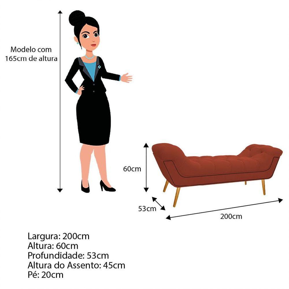 Kit Cabeceira Calçadeira Veneza 195cm Suede Terracota - 6