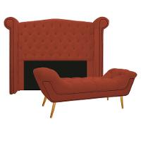 Kit Cabeceira Calçadeira Veneza 195cm Suede Terracota - 1