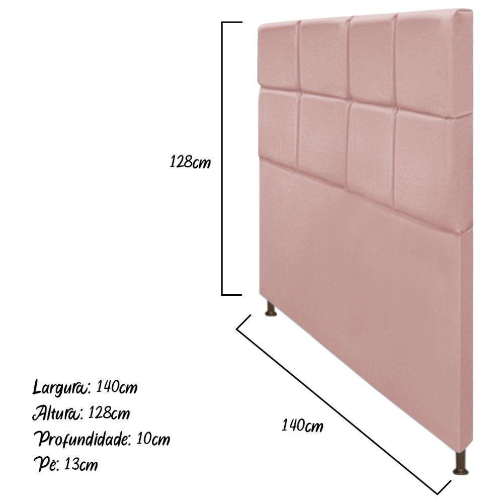 Cabeceira Damares 140 Cm Casal Com Botonê Suede Rosê - 2