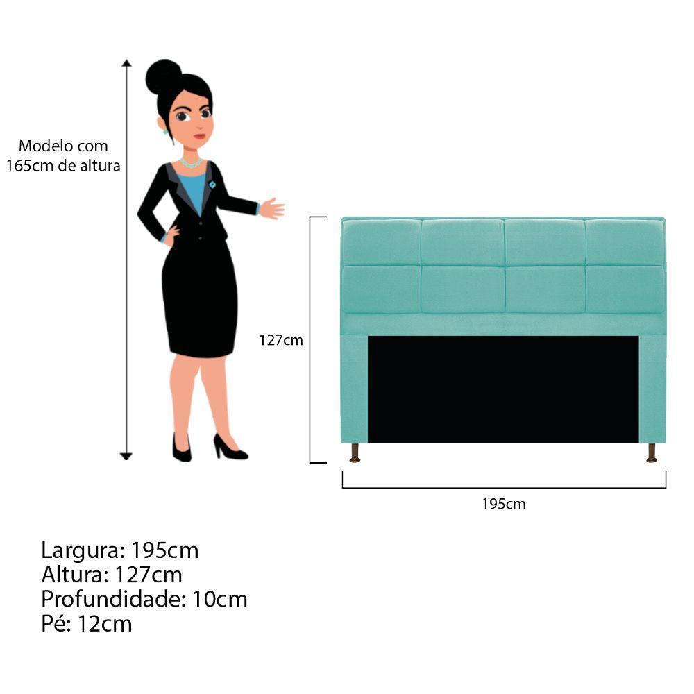 Cabeceira Munique 195 Cm King Size Suede Azul Tiffany - 1