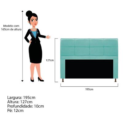 Cabeceira Munique 195 Cm King Size Suede Azul Tiffany