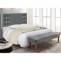 Kit Cabeceira Recamier Solteiro 0,90M Cinza Grafite - 15