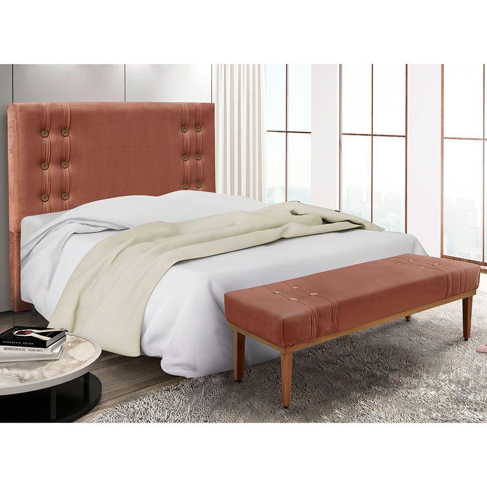 Kit Cabeceira E Calçadeira Recamier Solteiro 0,90M Cobre - - 7