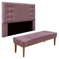 Kit Cabeceira E Calçadeira Recamier Solteiro 0,90M Uva - - 1