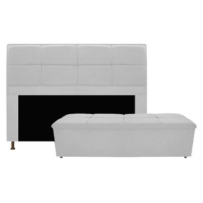 Cabeceira E Calçadeira Munique 140 Cm Casal Corano Branco