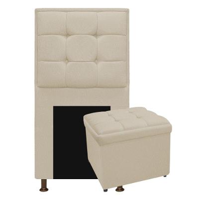 Cabeceira E Calçadeira Copenhague 100 Cm Solteiro Suede Bege