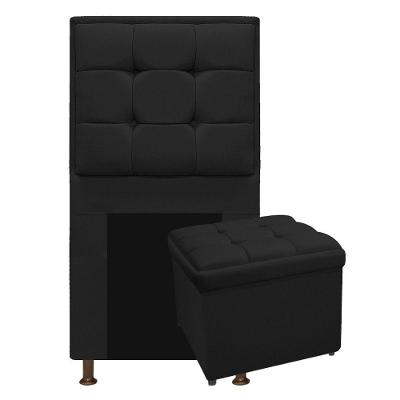 Cabeceira E Calçadeira Copenhague 100Cm Solteiro Suede Preto