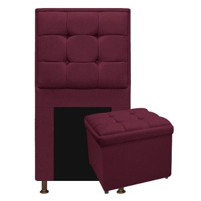 Cabeceira E Calçadeira Copenhague 100Cm Solteiro Suede Bordô