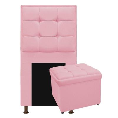 Cabeceira E Calçadeira 100 Cm Solteiro Suede Rosa Bebê