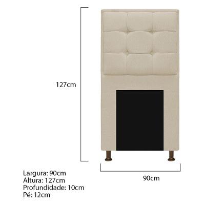 Cabeceira E Calçadeira Copenhague 90 Cm Solteiro Suede Bege
