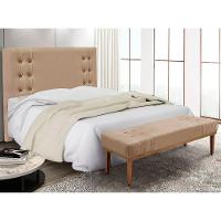 Kit Cabeceira Recamier Solteiro 0,90M Suede Bege - 6