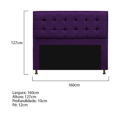 Cabeceira E Calçadeira Copenhague 160 Cm Queen Size Suede Roxo