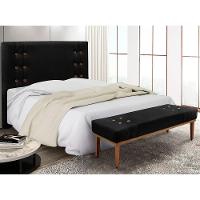 Kit Cabeceira Recamier Solteiro 0,90M Suede Preto - 7