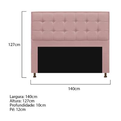 Cabeceira E Calçadeira Copenhague 140 Cm Casal Suede Rosê