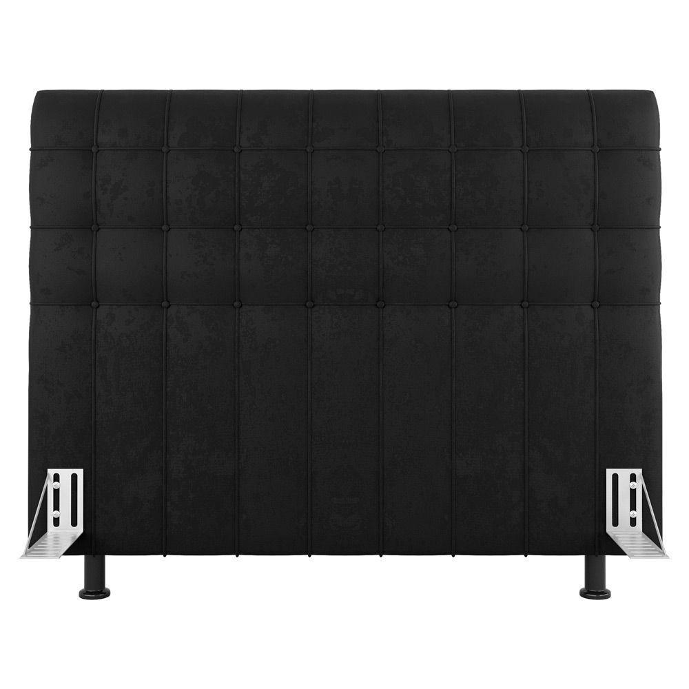 Cabeceira Cama Box Casal King Size Dahlia 195Cm Com Frame Sintético Preto - Abmaza - 1