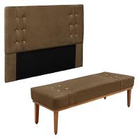 Kit Cabeceira Recamier Solteiro 0,90M Suede Caramelo - 1